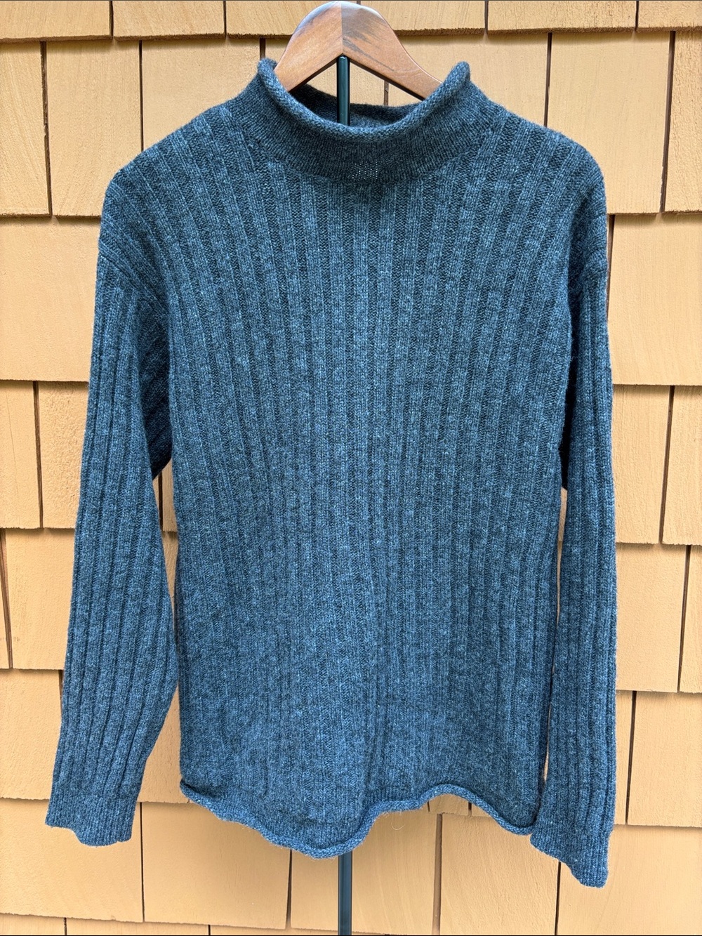 BANANA REPUBLIC | Grey Y2K Heritage Fisherman Ribbed Roll Neck Sweater | Size XL